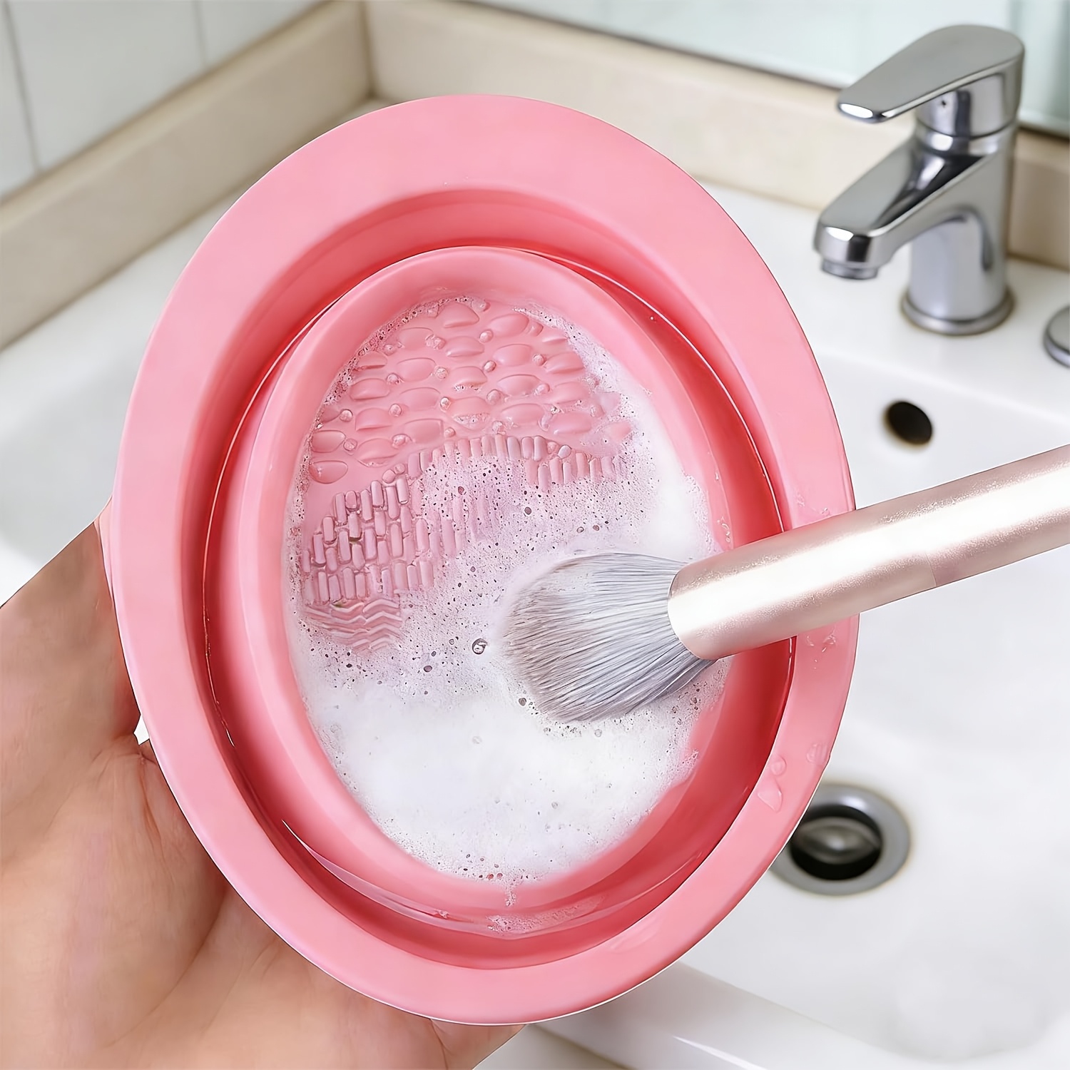 Beauty Makeup Artist - Foldable Silicone Makeup Brush Cleaner Bowl,